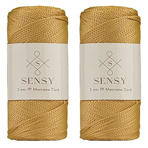 2 Garnstrange Sensy Premium 2 mm 230 Meter Polyester-Seil, 100% Polypropylen-Kordel Makramee-Kordel 2 mm Häkeltasche Kordel Makramee Seil Häkelgarn Geschenk für Strickwaren (Senf) von S SENSY