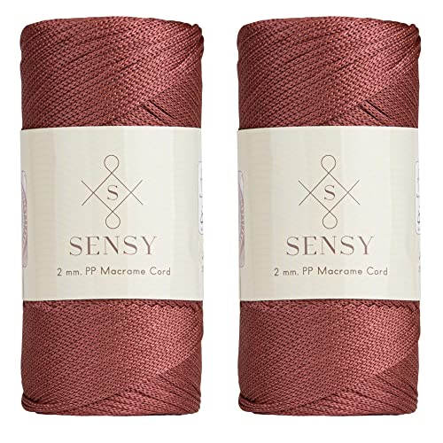 2 Garnstrange Sensy Premium 2 mm 230 Meter Polyester-Seil, 100% Polypropylen-Kordel Makramee-Kordel 2 mm Häkeltasche Kordel Makramee Seil Häkelgarn Geschenk für Strickwaren (Staubrosa) von S SENSY