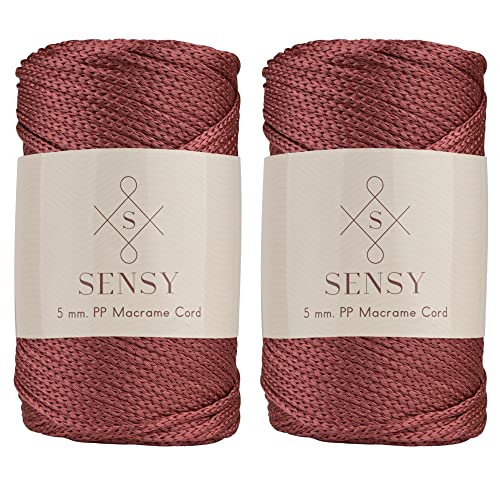 2 Garnstrange Sensy Premium 5 mm 104 Yards Polyesterseil 100% Polypropylen-Kordel Makramee-Kordel 5 mm Häkeltasche Kordel Makramee Seil Häkelgarn Geschenk für Strickwaren (Dusty Rose) von S SENSY