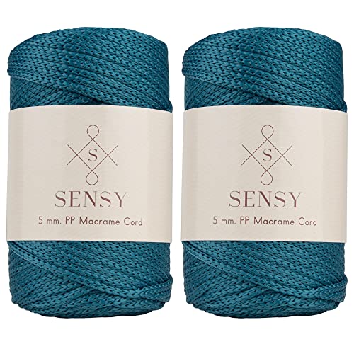 2 Garnstrange Sensy Premium 5 mm 104 Yards Polyesterseil 100% Polypropylen-Kordel Makramee-Kordel 5 mm Häkeltasche Kordel Makramee Seil Häkelgarn Geschenk für Strickwaren (Pfauen) von S SENSY