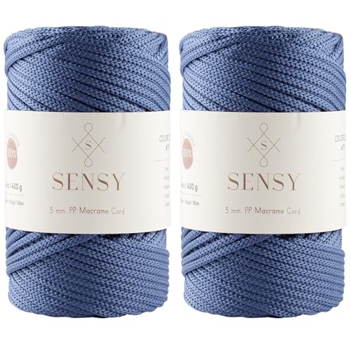 2 Garnstrange Sensy Premium 5 mm 95 Meter Polyester-Seil, 100% Polypropylen-Kordel Makramee-Kordel 5 mm Häkeltasche Kordel Makramee Seil Häkelgarn Geschenk für Strickwaren (Pflaume) von S SENSY