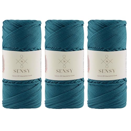 3 Knäuel von Sensy Premium 1,5 mm 164 Yards Polyesterseil 100% Polypropylen-Kordel Makramee-Kordel 1,5 mm Häkeltasche Kordel Makramee Seil Häkelgarn Geschenk für Strickwaren (Pfauen) von S SENSY