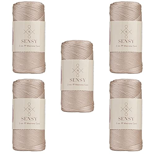 5 Garnstrange Sensy Premium 2 mm 230 Meter Polyester-Seil, 100% Polypropylen-Kordel Makramee-Kordel 2 mm Häkeltasche Kordel Makramee Seil Häkelgarn Geschenk für Strickwaren (Latte) von S SENSY