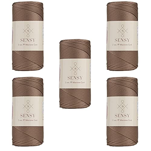 5 Garnstrange Sensy Premium 2 mm 230 Meter Polyester-Seil, 100% Polypropylen-Kordel Makramee-Kordel 2 mm Häkeltasche Kordel Makramee Seil Häkelgarn Geschenk für Strickwaren (Nerz) von S SENSY