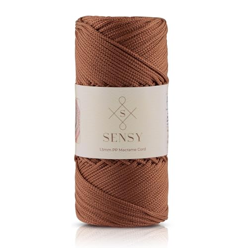 Sensy Premium 1,5 mm 164 Meter Polyester-Seil, 100% Polypropylen-Schnur, Makramee-Schnur, 1,5 mm Häkeltasche, Kordel, Makramee-Seil, Häkelgarn, Geschenk für Strickwaren (Kupfer) von S SENSY