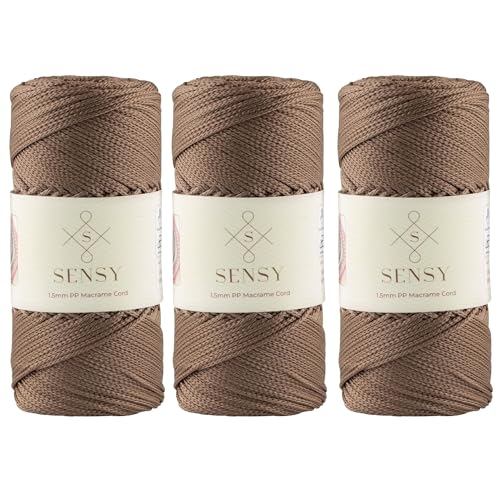 Sensy Premium 1,5 mm 164 Yards Polyesterseil 100% Polypropylen-Kordel Makramee-Kordel 1,5 mm Häkeltasche Kordel Makramee Seil Häkelgarn Geschenk für Strickwaren (Nerz) von S SENSY