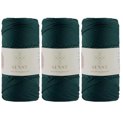 Sensy Premium 1,5 mm 164 Yards Polyesterseil 100% Polypropylen-Kordel Makramee-Kordel 1,5 mm Häkeltasche Kordel Makramee Seil Häkelgarn Geschenk für Strickwaren (Waldgrün) von S SENSY