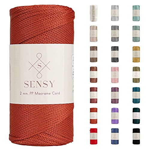 Sensy Premium 2 mm 230 Meter Polyester-Seil, 100% Polypropylen-Kordel Makramee-Kordel 2 mm Häkeltasche Kordel Makramee Seil Häkelgarn Geschenk für Strickwaren (Ziegel) von S SENSY