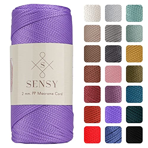 Sensy Premium 2 mm 230 Meter Polyester-Seil, 100% Polypropylen-Kordel Makramee-Kordel 2 mm Häkeltasche Kordel Makramee Seil Häkelgarn Geschenk für Strickwaren (Lila) von S SENSY