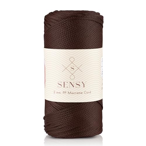 Sensy Premium 2 mm 230 Meter Polyester-Seil, 100% Polypropylen-Kordel Makramee-Kordel 2 mm Häkeltasche Kordel Makramee Seil Häkelgarn Geschenk für Strickwaren (Braun) von S SENSY