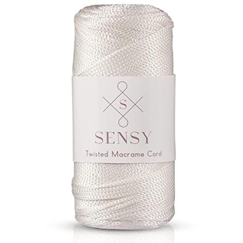 Sensy Premium 2 mm 230 Meter Polyester-Seil, 100% Polypropylen-Kordel Makramee-Kordel 2 mm Häkeltasche Kordel Makramee Seil Häkelgarn Geschenk für Strickwaren (Ecru) von S SENSY