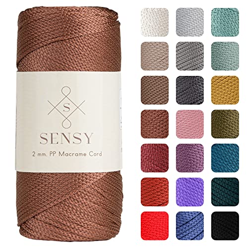 Sensy Premium 2 mm 230 Meter Polyester-Seil, 100% Polypropylen-Kordel Makramee-Kordel 2 mm Häkeltasche Kordel Makramee Seil Häkelgarn Geschenk für Strickwaren (Kupfer) von S SENSY