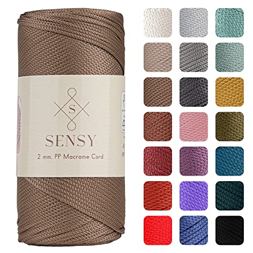 Sensy Premium 2 mm 230 Meter Polyester-Seil, 100% Polypropylen-Kordel Makramee-Kordel 2 mm Häkeltasche Kordel Makramee Seil Häkelgarn Geschenk für Strickwaren (Nerz) von S SENSY