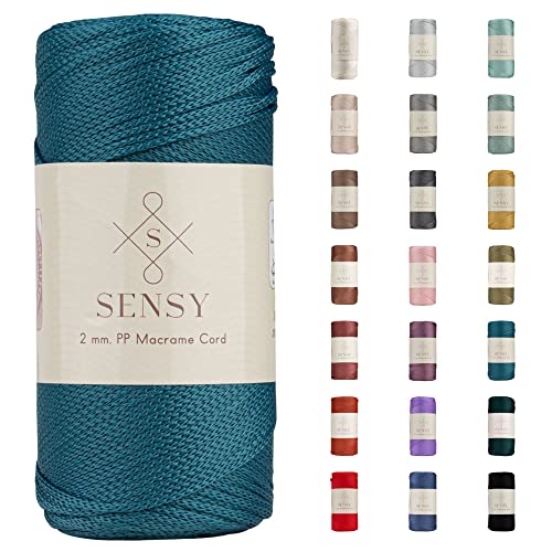 Sensy Premium 2 mm 230 Meter Polyester-Seil, 100% Polypropylen-Kordel Makramee-Kordel 2 mm Häkeltasche Kordel Makramee Seil Häkelgarn Geschenk für Strickwaren (Pfauen) von S SENSY