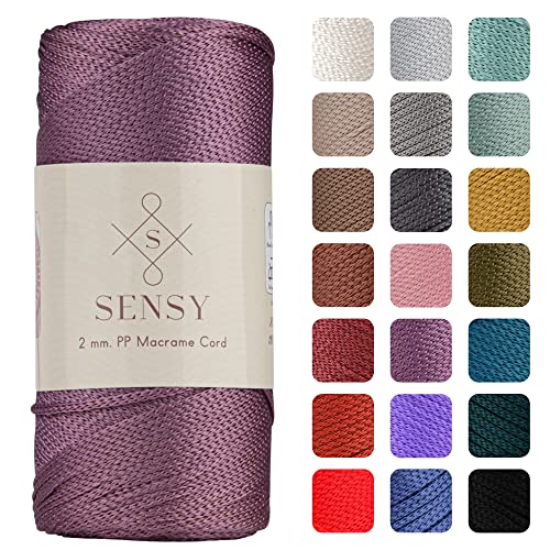 Sensy Premium 2 mm 230 Meter Polyester-Seil, 100% Polypropylen-Kordel Makramee-Kordel 2 mm Häkeltasche Kordel Makramee Seil Häkelgarn Geschenk für Strickwaren (Pflaume) von S SENSY