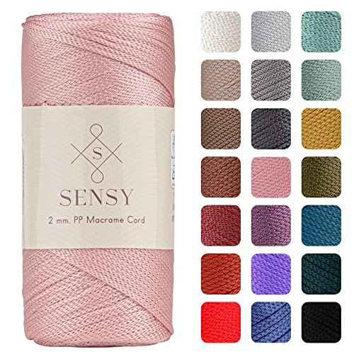 Sensy Premium 2 mm 230 Meter Polyester-Seil, 100% Polypropylen-Kordel Makramee-Kordel 2 mm Häkeltasche Kordel Makramee Seil Häkelgarn Geschenk für Strickwaren (Rosa) von S SENSY