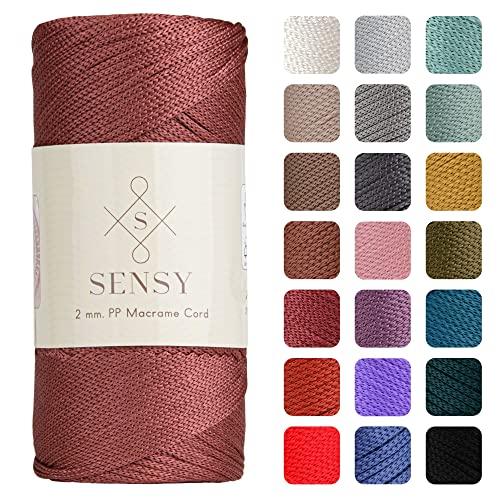 Sensy Premium 2 mm 230 Meter Polyester-Seil, 100% Polypropylen-Kordel Makramee-Kordel 2 mm Häkeltasche Kordel Makramee Seil Häkelgarn Geschenk für Strickwaren (Staubrosa) von S SENSY