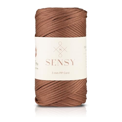 Sensy Premium 3 mm 120 Meter Polyester-Seil, 100% Polypropylen-Kordel, Makramee-Kordel, 3 mm Häkeltaschen-Kordel, Makramee-Seil, Häkelgarn, Geschenk für Stricker (Kupfer) von S SENSY