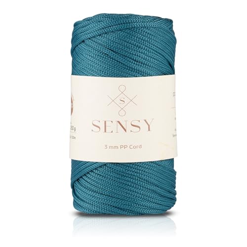 Sensy Premium 3 mm 120 Meter Polyester-Seil, 100% Polypropylen-Kordel, Makramee-Kordel, 3 mm Häkeltaschen-Kordel, Makramee-Seil, Häkelgarn, Geschenk für Stricker (Pfauen) von S SENSY