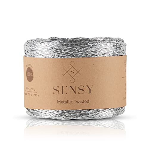 Sensy Premium 350 Meter metallisch gedrehte Schnur (Silber) von S SENSY