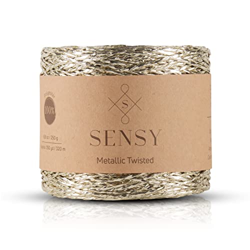 Sensy Premium 350 Meter metallisch gedrehte Schnur (hellgelb) von S SENSY