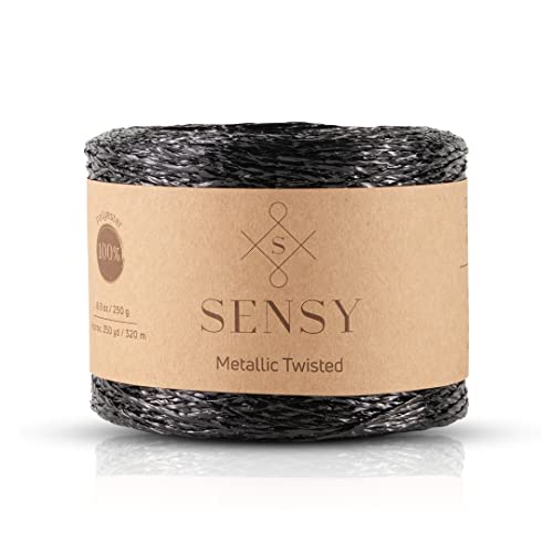 Sensy Premium 350 Meter metallisch gedrehte Schnur (schwarz) von S SENSY