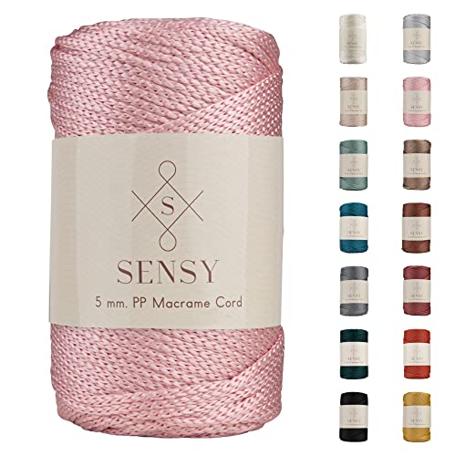 Sensy Premium 5 mm 104 Yards Polyester-Seil, 100% Polypropylen-Kordel Makramee-Kordel 5 mm Häkeltasche Kordel Makramee Seil Häkelgarn Geschenk für Strick (Rosa) von S SENSY