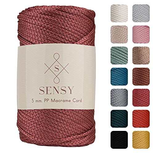 Sensy Premium 5 mm 104 Yards Polyesterseil 100% Polypropylen-Kordel Makramee-Kordel 5 mm Häkeltasche Kordel Makramee Seil Häkelgarn Geschenk für Strickwaren (Dusty Rose) von S SENSY