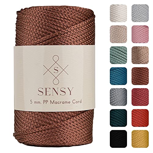 Sensy Premium 5 mm 104 Yards Polyesterseil 100% Polypropylen-Kordel Makramee-Kordel 5 mm Häkeltasche Kordel Makramee Seil Häkelgarn Geschenk für Strickwaren (Kupfer) von S SENSY