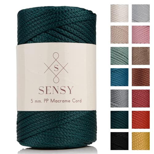 Sensy Premium 5 mm 104 Yards Polyesterseil 100% Polypropylen-Kordel Makramee-Kordel 5 mm Häkeltasche Kordel Makramee Seil Häkelgarn Geschenk für Strickwaren (Waldgrün) von S SENSY