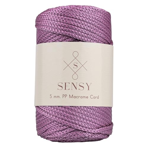 Sensy Premium 5 mm 91 m Polyester-Seil, 100% Polypropylen, Makramee-Schnur, 5 mm Häkeltasche, Kordel, Makramee-Seil, Häkelgarn, Geschenk für Stricker, Pflaume von S SENSY