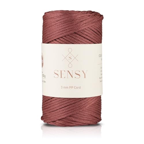 Sensy Premium Polyester-Seil, 3 mm, 100% Polypropylen, Makramee-Schnur, 3 mm, Häkeltasche, Kordel, Makramee-Seil, Häkelgarn, Geschenk für Stricker, (Dusty Rose) von S SENSY