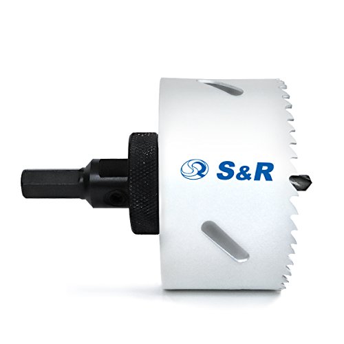 S&R Lochsäge, HSS Bi-Metall mit Lochsägenhalter HEX - QUICK und Zentrierbohrer, universal für Holz, Metall, Kunststoff, Gipskarton (51 mm) von S&R