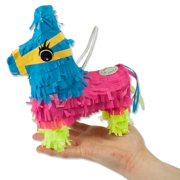 Pinata Esel Mini, Neon pink, blau, gelb, 1 Stk, 19,5cm von S.P.R.I.N.G. Travel & Trading