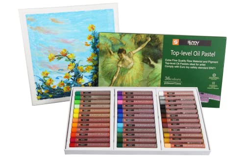 Sunny Ölpastell 36 Stück Ölpastellkreide ungiftig Pastellkreidestift Pastellkreide Professionell Wachsmalstifte Set zum Skizzieren Dekorieren Malen für Künstler Studenten Hobbymaler von S