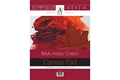 SAA Artists' Canvas 10 Sheet Pad - 9" x 12" (228.6 x 304.8mm) - 380gsm 100% Cotton Triple Primed von SAA