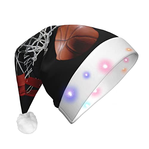 Basketball-Druck, Weihnachtsmann, Weihnachtsserie, LED-Licht, Unisex, lustige Weihnachtsmütze geeignet von SAAKE