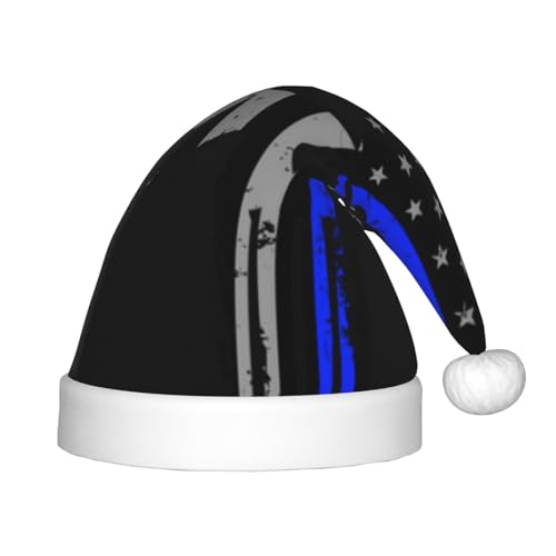 Blaue gestreifte Sterne, Totenkopf-Druck, Weihnachts-Stirnband, Hut für Unisex, Weihnachtsmann-Kleidung, Weihnachtszubehör, Urlaubszeit von SAAKE