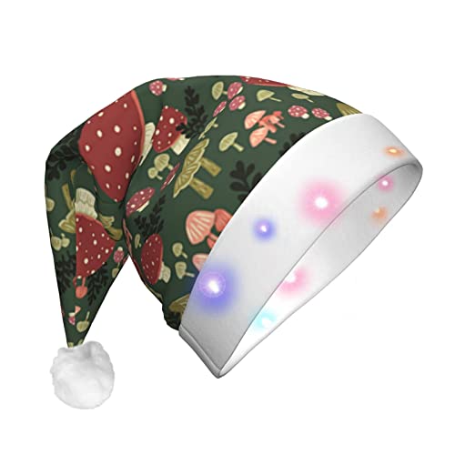 Bright Mushrooms Kunstdruck Weihnachtsmann Weihnachtsserie LED beleuchtet Unisex lustige Weihnachtsmütze geeignet von SAAKE