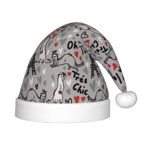 Französisches Modell, Frettchen-Druck, Weihnachts-Stirnband, Hut für Unisex, Weihnachtsmann-Kleidung, Weihnachtszubehör, Urlaubszeit von SAAKE