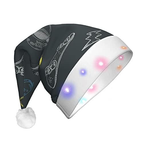 Graffiti-Skateboard-Druck, Weihnachtsmann, Weihnachtsserie, LED-Licht, Unisex, lustige Weihnachtsmütze geeignet von SAAKE