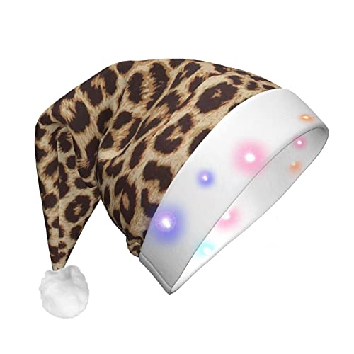 Lustige Weihnachtsmütze mit Leopardenmuster, Weihnachtsmann, LED-Licht, Unisex, lustige Weihnachtsmütze geeignet von SAAKE