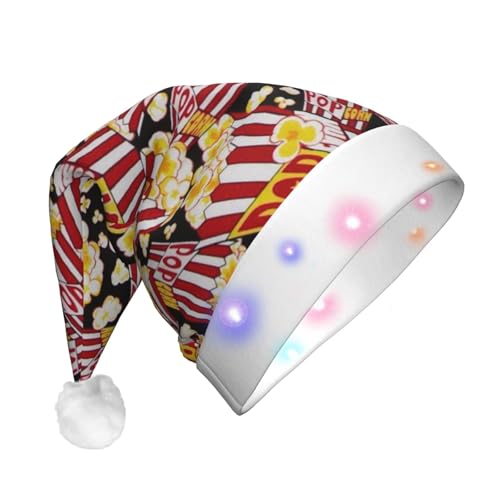 Popcorn-Druck, Weihnachtsmann, Weihnachtsserie, LED-Licht, Unisex, lustige Weihnachtsmütze geeignet von SAAKE