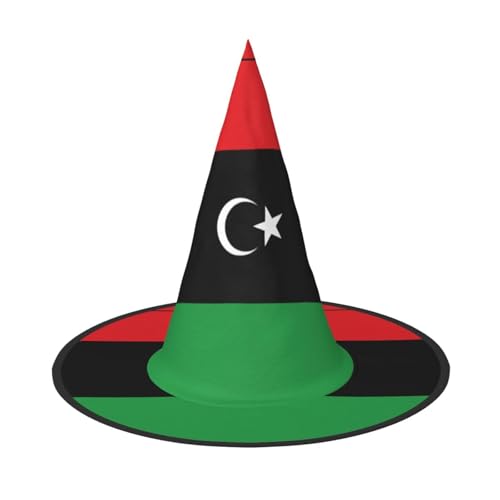 SAAKE Libysche Flagge Druck Karneval Halloween Hexenhut Faltbare Dekoration Party Zubehör Mottopartys Cosplay von SAAKE