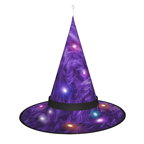 SAAKE Vielseitiger Hexenhut mit violettem Druck, für alle Anlässe, Halloween, Partys, Kostüme, Weihnachtsfeiern von SAAKE