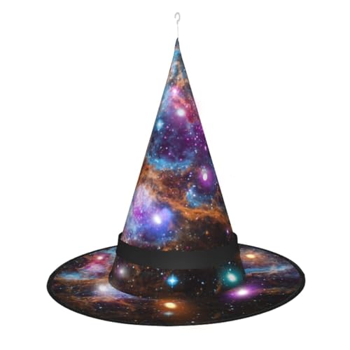 Universum Galaxie Weltraum-Druck, vielseitiger Hexenhut, alle Anlässe, Halloween, Partys, Kostüm, Weihnachten von SAAKE