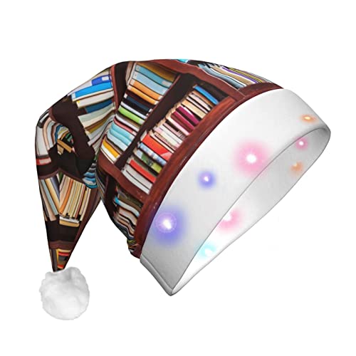 Weihnachtsmann-Weihnachtsserie mit Bücher-Druck, LED-Licht, Unisex, lustige Weihnachtsmütze geeignet von SAAKE