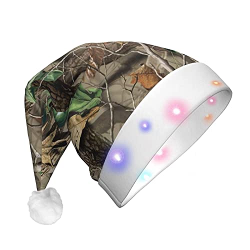 Weihnachtsmütze, Motiv: Harthölzer mit grünem Camouflage-Druck, Weihnachtsmann, LED, beleuchtet, Unisex, lustig, geeignet von SAAKE