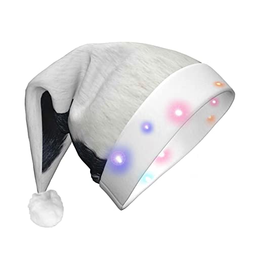 Weihnachtsmütze aus Rindsleder, Weihnachtsmann-Motiv, LED, beleuchtet, Unisex, lustig, geeignet von SAAKE