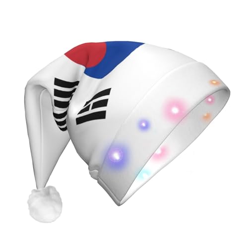 Weihnachtsmütze mit Flagge der Republik Korea, Weihnachtsmann, mit LED-Licht, Unisex, lustig, geeignet von SAAKE